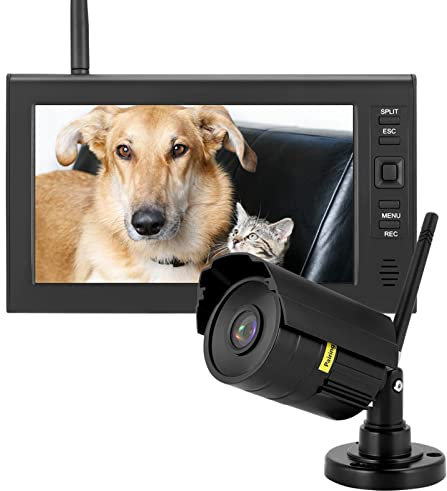 Telecamera WiFi Telecamera di Sicurezza Wireless di Sorveglianza Domestica con Monitor LCD 7 Pollici E Telecamera Impermeabile, Scheda di Memoria 8G, Rilevamento del Movimento