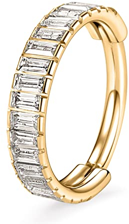Conch Creolen Gold Nasenring Creolen 16G Huggie Ohrringe Chirurgenstahl Kleine Creolen Hinged Segment Clicker Ring Conch Piercing Knorpelohrring Lobe Ohrring Schmuck mit rechteckigem CZ 10mm
