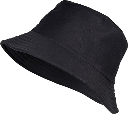 styleBREAKER Unisex Wende Fischerhut aus Baumwolle, 2 in 1 Wendehut, Sonnenhut, Bucket Hat 04025034, Farbe:Schwarz