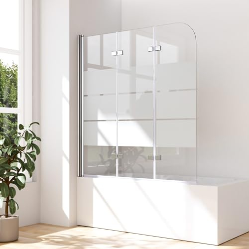 Duschwand für Badewanne 130 x 140 cm Badewannenaufsatz Duschwand 3-teilig Faltbar Duschabtrennung Badewanne 6 mm Easy Clean ESG Sicherheitsglas