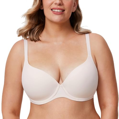 DELIMIRA Schalen BH mit Bügel Comfy T Shirt BHS Große Brüste Gepolstert Rose White 80B