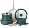 Country Kitchen 16 Piece Pots and Pans Set - Safe Nonstick Kitchen Cookware with Soft Touch Wooden Removable Handle, RV Cookware Set, Oven Safe (Sage), Sage, Original with Fridge Lids