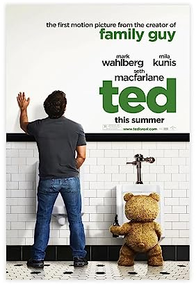 EMIGOS Filmposter Ted auf Leinwand, Schlafzimmer, Dekoration, Sport, Landschaft, Büro, Raumdekoration, Geschenk, ungerahmt, 60 x 90 cm