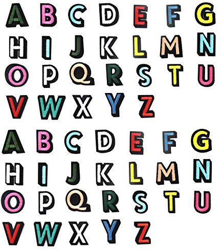 52 Pcs Buchstaben Aufnäher Patches A-Z, Alphabet Gestickter Aufbügler Dekorative Reparaturflicken, Patch zum Aufbügeln Kinder Erwachsene, Aufnähbare Buchstabenaufnäher für DIY Kleidungsstücke, Bunt