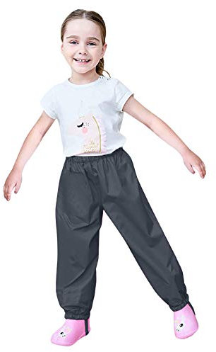 Ahagogo Pantalon de pluie unisexe pour enfant - Pantalon de pluie doublé - Pantalon imperméable pour bébé - Cape de pluie - Pantalon de pluie pour vélo - Coupe-vent - Pantalon de pluie, Noir #2., 1-2