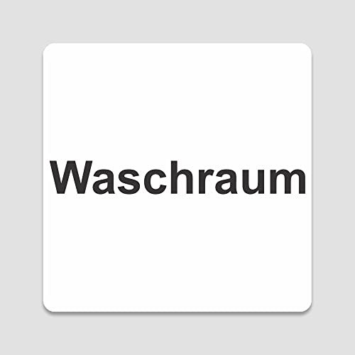 PVC Aufkleber Schild - Eckig 12 x 12 cm - Selbstklebend - Weiß - UV beständig - Für Innen und Außen (Waschraum)
