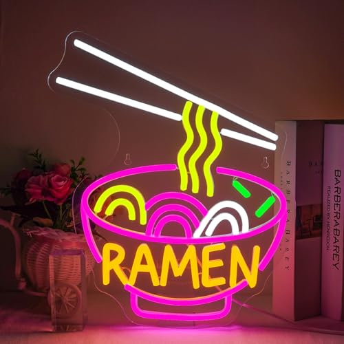 Horseneon Ramen Letrero de neón para comida letreros de neón para fideos de pared luz de neón para restaurante pub hogar bar cocina comedor club tienda de fideos japoneses decoración de letreros