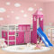 Homgoday Hochbett mit Turm für Kinder, Rosa, 90 x 200 cm, massives Kiefernholz, moderne Bettstruktur, Bettrahmen, Bettrahmen, Rahmen für Schlafzimmer