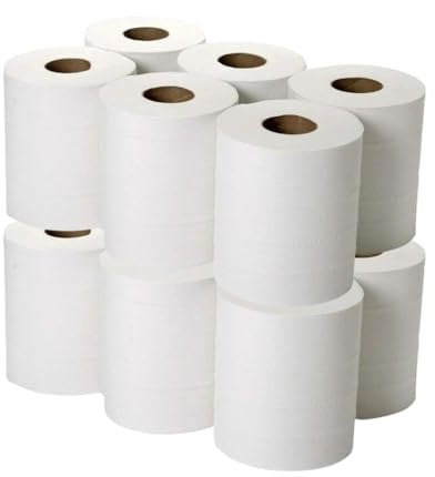 Strike White Centre Feed Embossed 2ply Wiper Paper Towel 50M p/Rolls 6 Per Pack Family Disposable Kitchen Rolls Cleaning Household (12 Roll)
