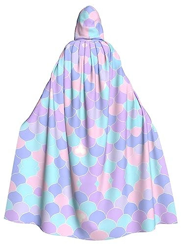 WZYWHJ Meerjungfrauen-Tattoo-Muster Aldult Qualität Cosplay Poncho Kapuzenumhang für Damen und Herren Halloween