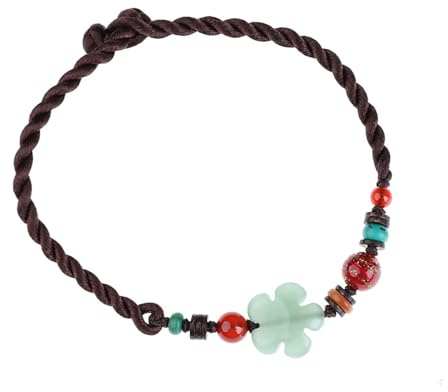FVCTGHZ Bracelets de Cheville rétro de Style Ethnique for Femmes, Bracelets de Cheville en Jade Vert