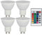 V-TAC RGB LED GU10 Leuchtmittel dimmbar mit Fernbedienung mit Farbwechsel, 4,8 Watt 420 Lumen 3000K warmweiß, DxH 4,5x8,8 cm, 4er Set
