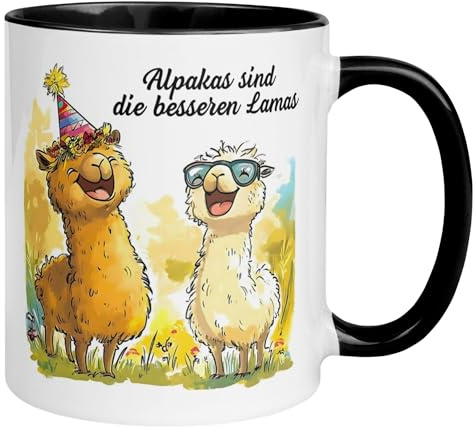 Alpaka Tasse | Alpakas sind die besseren Lamas | Lustige Lama Tasse mit Spruch | Witzige Geschenkidee für Tierliebhaber | Becher mit Alpaka und Lama Motiv