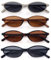 Dwenarry Oval Sonnenbrille für Damen Vintage Trendy Sonnenbrillen Set Brille Retro 90er Chic Party Brillen Frauen 4 Stücke