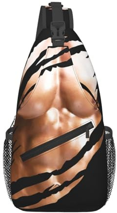 Brust Sixpack Bauchmuskeln Bodybuilder Umhängetasche Cross Brusttasche Verstellbarer Sling-Rucksack Sport Gym Schultertaschen Reisen Radfahren Tagesrucksack Diagonal Lässiger Rucksack