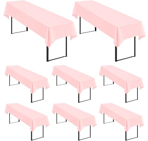 8 Stück Rosa Biertisch Tischdecke universal für 50cm u.70cm Biertische Hussen für Biertisch, Blickdichte Polyester Biertischhussen Biertisch-Husse Rechteckige Tischdecken Waschbar-250x100cm