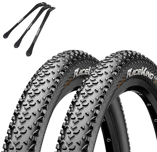 2X Continental Reifen Race King Schwarz 26 x 2,00 (50-559) Schlauch wählbar + Reifenheber (Ohne Schläuche, 26 x 2,00 Zoll (50-559))