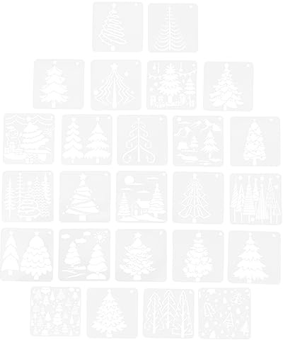 Angoily 25 Pièces Lot De Pochoirs Modèles De Sapin De Noël Pochoirs à Spray Graffiti Pour Décoration Artisanale Et Peinture Murale