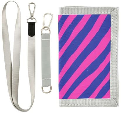 ISAOA Portefeuille à trois volets avec poche zippée pour pièces de monnaie et porte-cartes Motif zèbre rose fluo pour garçons et filles, cadeau d'anniversaire pour enfants