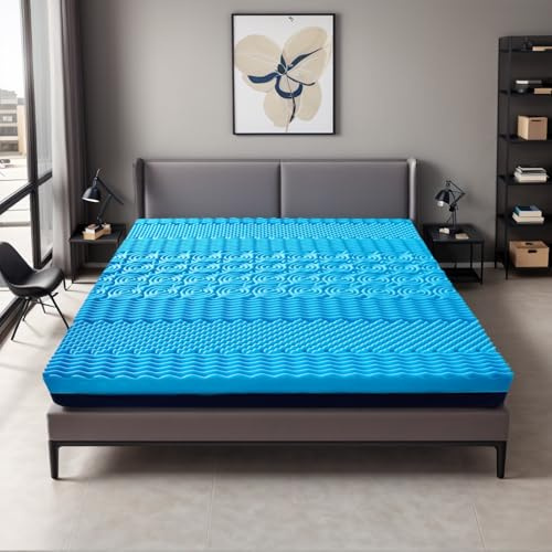 GC GAVENO CAVAILIA 6 Cm Deep Single Memory Foam Mattress Topper With 7 Zone Pressure Point Support – Orthopedic Foam, Breathable Cooling Bed Topper for Single Bed – Back Pain Relief (90x190 cm)