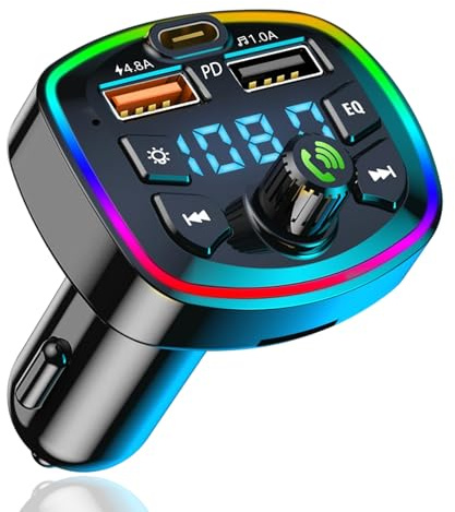 Transmisor FM Bluetooth 4.8A Doble USB MP3 Manos Libres Siri para Coche | Calidad confiable, diseño práctico y uso versátil para las necesidades diarias.