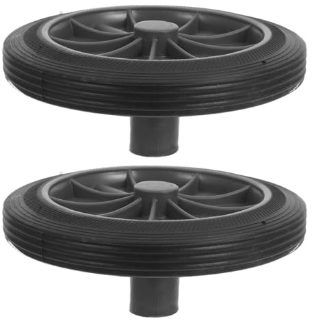 Mikikit Garbage can Wheels Replacement 2pcs Universal Pu Trash Bin Wheels with Axle Outdoor Wastebasket Replacement Parts for Large Trash can Rubbish Bins for Outside Patio Commercial Use