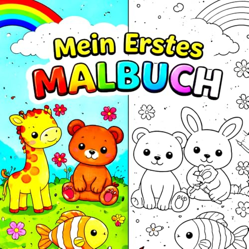 Mein erstes Malbuch: Sehr einfache Tiere zum Ausmalen – dicke 3 mm Linien – perfektes erstes Malbuch für Kleinkinder, Kindergarten & Vorschule