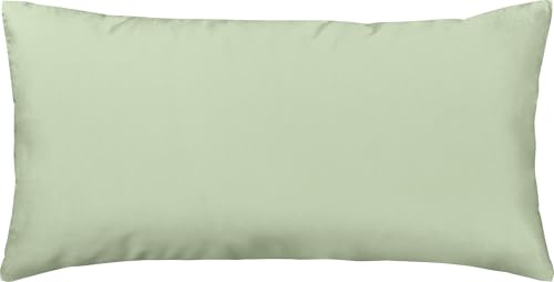 Erwin Müller Kissenhülle, Kissenbezug Mako-Satin Landshut, 100% Baumwolle - seidiger Glanz, mit praktischem Reißverschluss, temperaturausgleichend - Jade Größe 40x80 cm
