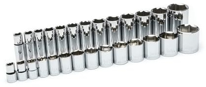 GearWrench 27 Pc. 1/2 Drive 6 Pt. Standard & Deep Socket Set, SAE - 80729