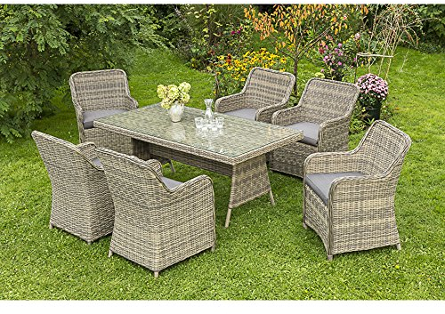 MERXX Gartenmöbel-Set Pistoia 7-tgl. mit Sessel und Tisch 180x90 cm