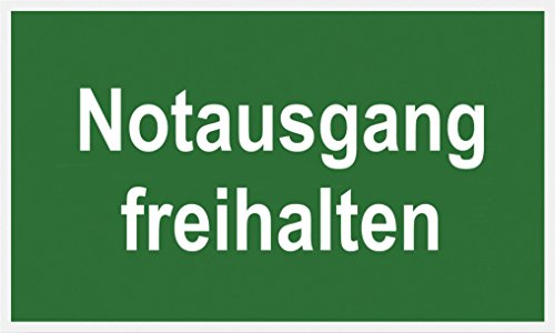Metafranc Hinweisschild Notausgang freihalten - 250 x 150 mm / Beschilderung / Infoschild / Rettungsweg / Fluchtweg / Notausgang / Sicherheitsmarkierung / Gewerbekennzeichnung / 500130