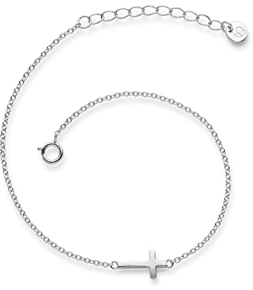 GLANZSTÜCKE MÜNCHEN Damen-Armband Kreuz Sterling Silber 17 + 3 cm - Silberkettchen Armband mit Anhänger Armkettchen Silber
