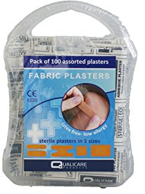 Qualicare Fabric Assorted Plasters (Plastic Box of 100)