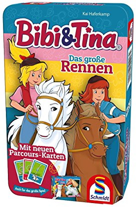 Schmidt Spiele 51417 Blocksberg/Bibi & Tina Bibi und Tina, Das große Rennen, Reisespiel in der Metalldose, 5 Jahre to 99 Jahre, Bunt