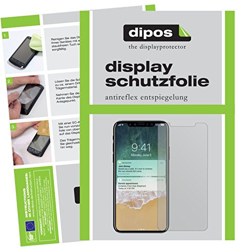 dipos 6x Displayschutzfolie matt für Apple iPhone X | Antireflex, entspiegelnd, passt perfekt, Ultra-Dünn, kratzfest, blasenfrei, Fingerprint-kompatibel, selbstklebend