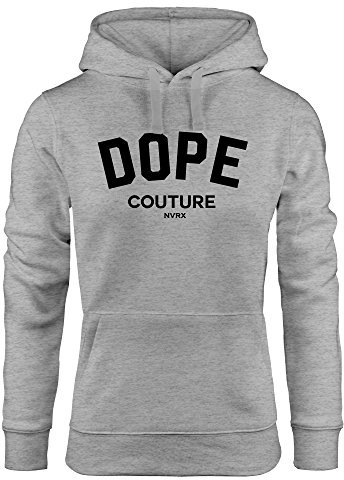 Neverless Hoodie Damen DOPE Couture Kapuzen-Pullover grau M