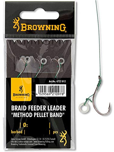 Browning Bronze 6 Braid Feeder Leader Method Pellet Band 6,4kg,14lbs 0,12mm 10cm 3Stück, 6
