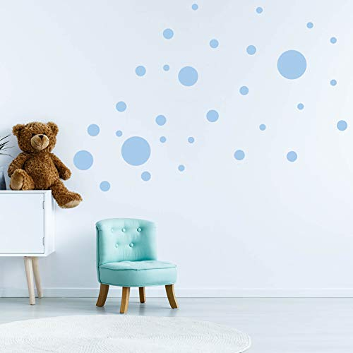 32 Kreise Set - Punkte Wandtattoo Wandaufkleber Sticker Aufkleber Rund Himmel (Babyblau)