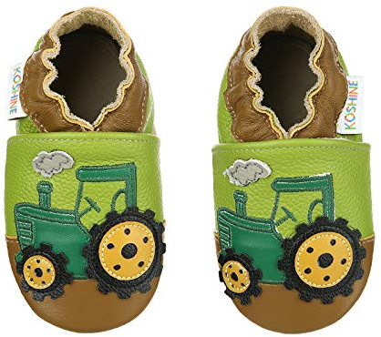 koshine Weiches Leder Krabbelschuhe Baby Schuhe Kinder Lauflernschuhe Hausschuhe 0-3 Jahre (Grau, 18)