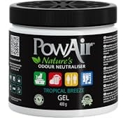 PowAir Gel Natural Odour Neutraliser - Tropical Breeze Fragrance - Effective Home Odour Eliminator with Natural Essential Oils (400g)