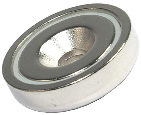 Neodym Magnet mit Bohrung Senkung - Extra Starke Topfmagnete D 25mm - 20 KG Zugkraft - Flachgreifer Rund mit M5 Senkbohrung [1 Stück]