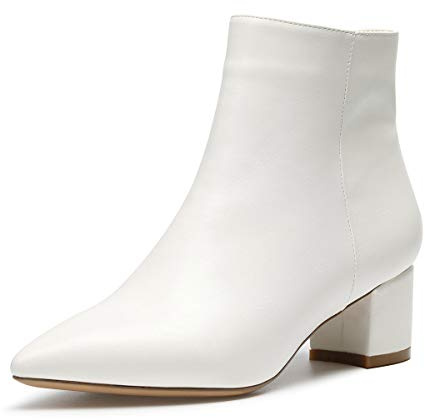 Castamere Polacchine Donna Stivali Cerniera Tacco a Blocco 5CM Medio Tacco Bianco Pu Scarpe EU 44