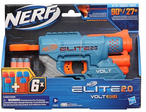 NERF Elite 2.0 Volt SD-1 Blaster -- 6 Official Darts, Light Beam Targeting, 2-Dart Storage, 2 Tactical Rails to Customize for Battle