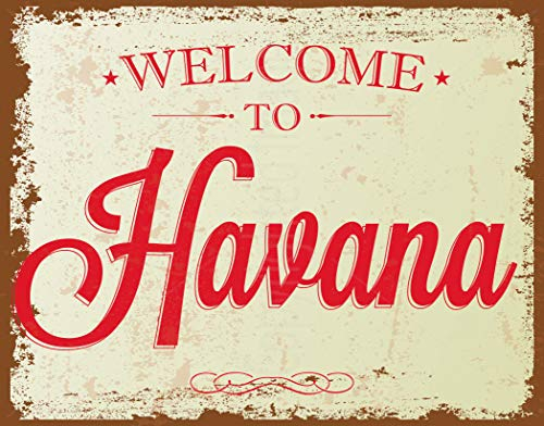AMELIA SHARPE Metallschild Welcome to Havana Bar Home Wanddekoration Retro Blechschild 30,5 x 20,3 cm