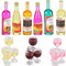 18 Verres de Champagne Bouteilles de Vin de Maison de Poupée Verres à Vin Miniatures Gobelet de Maison de Poupée Mini Bouteilles de Vin Rouge Colorées Bouteilles de Boisson Miniatures