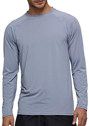 LBL Leading the Better Life Rash Guards Homme Ete Protection Solaire UV (UPF) 50+ Coutures Plates pour Ete Gris Claire L