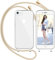 Nupcknn Handykette für iPhone 8/SE 2020/7 Hülle mit Band,Transparent Handyhülle (Abnehmbar Einstellbar) Necklace mit Kordel zum Umhängen Kameraschutz Handy Kette Stossfest Schutzhülle(Golden)