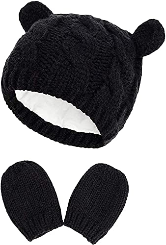 DRESHOW Guanto per Cappellino Guanto Morbido per Neonato Guanto per Neonato Lavorato a Maglia Berretto Invernale per Neonato Set di Guanti per Berretto Invernale