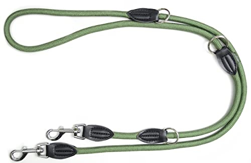 Leisegrün Hundeleine Derby | 2m Länge, Robustes Nylon, Flexibel verstellbar für mittelgroße bis große Hunde | Natur Olivgrün