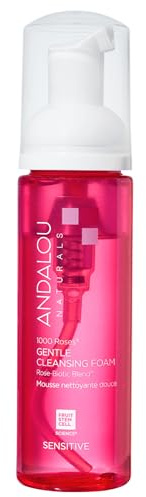 Andalou Naturals 1000 Roses Gentle Cleansing Foam | Foaming Face Wash with Rose Stem Cells & Organic Aloe Leaf Juice | Hydrating Daily Cleanser for Sensitive Skin | 5.5 fl oz